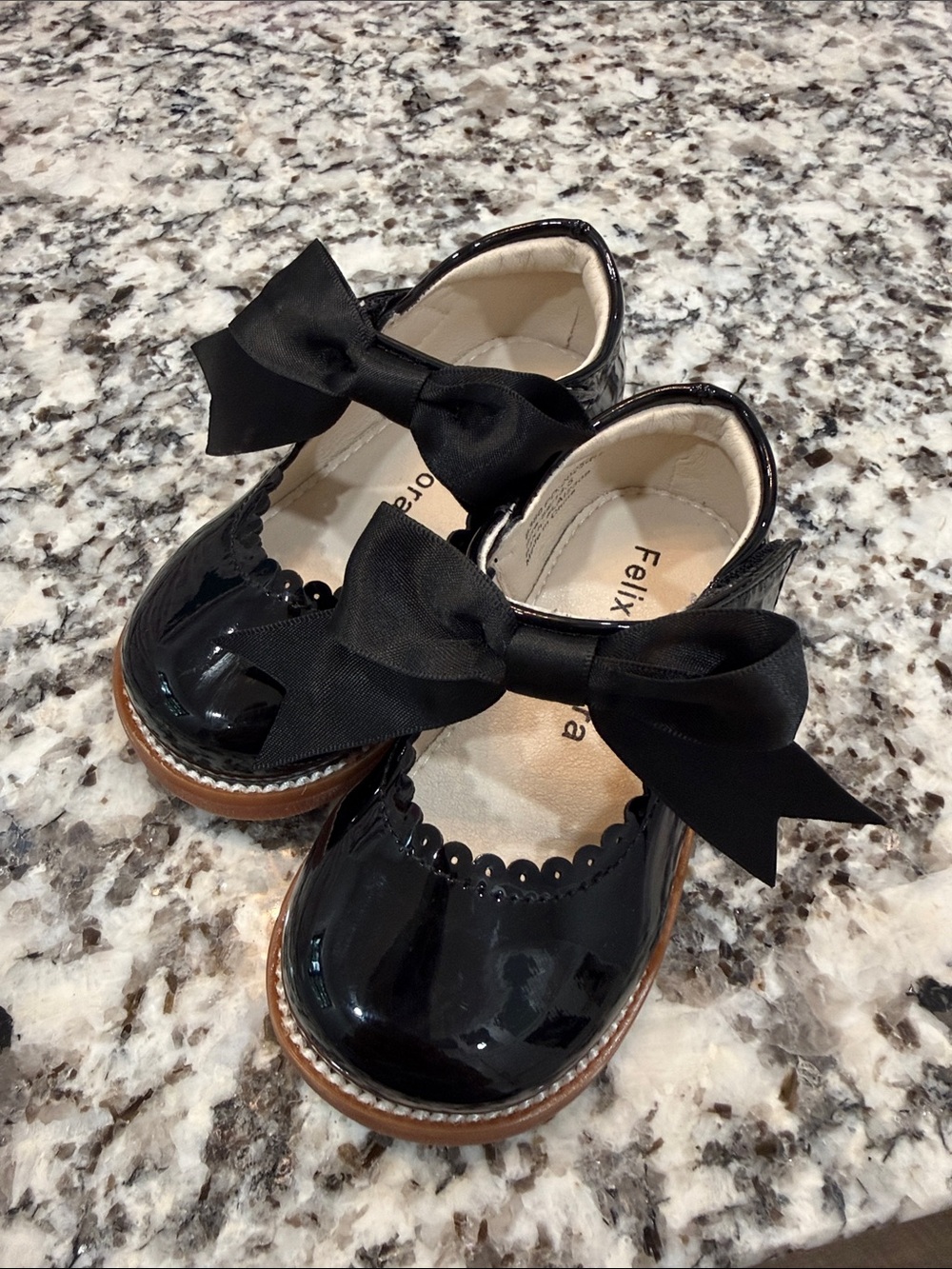 Felix & Flora Black Patent Girls' Bow Dress Shoes